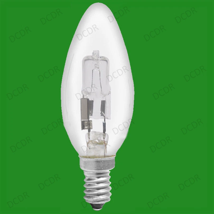 2x 28W (=37W) Dimmable Halogen Clear Candle Light Bulbs, SES E14 Lamps