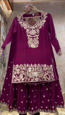 INDIAN WEDDING KURTA PALAZZO DUPATTA WOMEN SALWAR KAMEEZ SUMMER COTTON