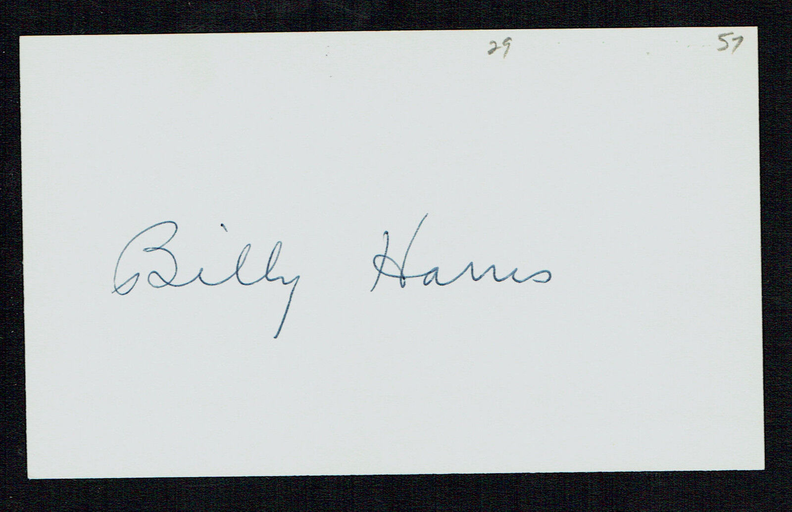 Import Billy Harris d 2011 Sale item signed autograph Baseb 3x5 index auto card