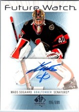 Mads Sogaard 2022-23 SP Auth Retro Future Watch Auto 196/699 #RFWA-MS Senators