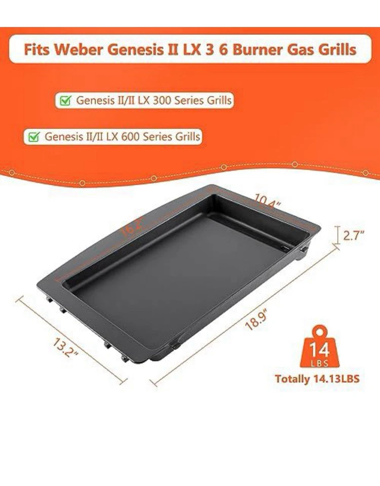 Chapa de ferro fundido Grisun 7599 para grelhas Weber Genesis II série 300/600 - Imagem 2 de 3