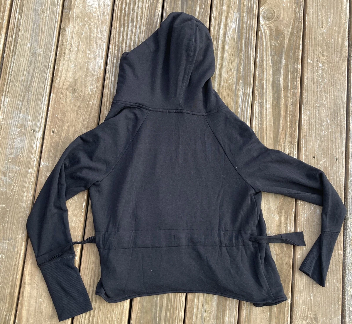 Athleta Clarity Cinch Athleisure Cardigan Hoodie Open Front Black