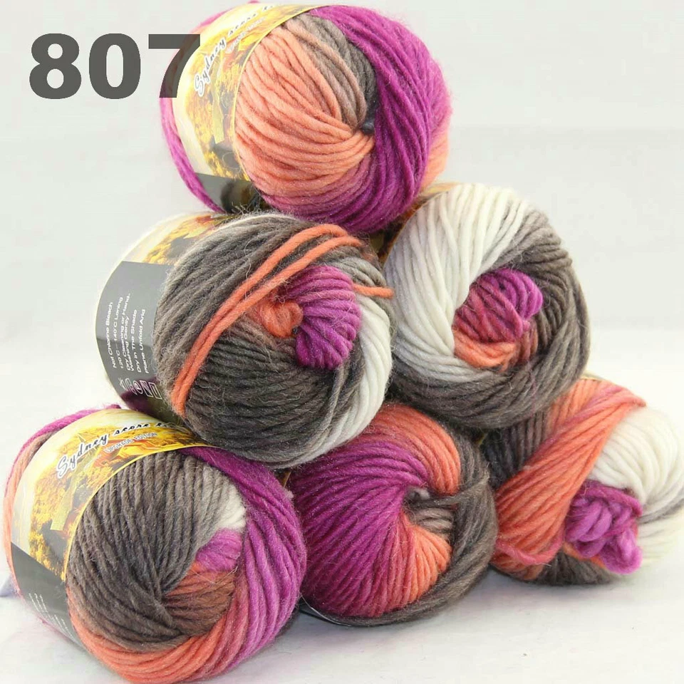 SALE 6BallsX50gr Warm Colorful Rugs Knitting Wool Blankets Crocheted Yarn 07