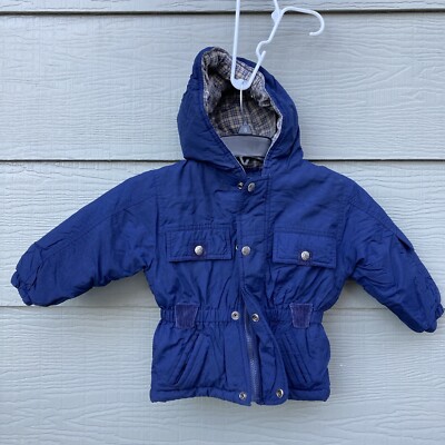 Izzis Kids Boys Jacket Zip Coat Toddler Sz S 2 Blue Warm Insulated w Hood Winter