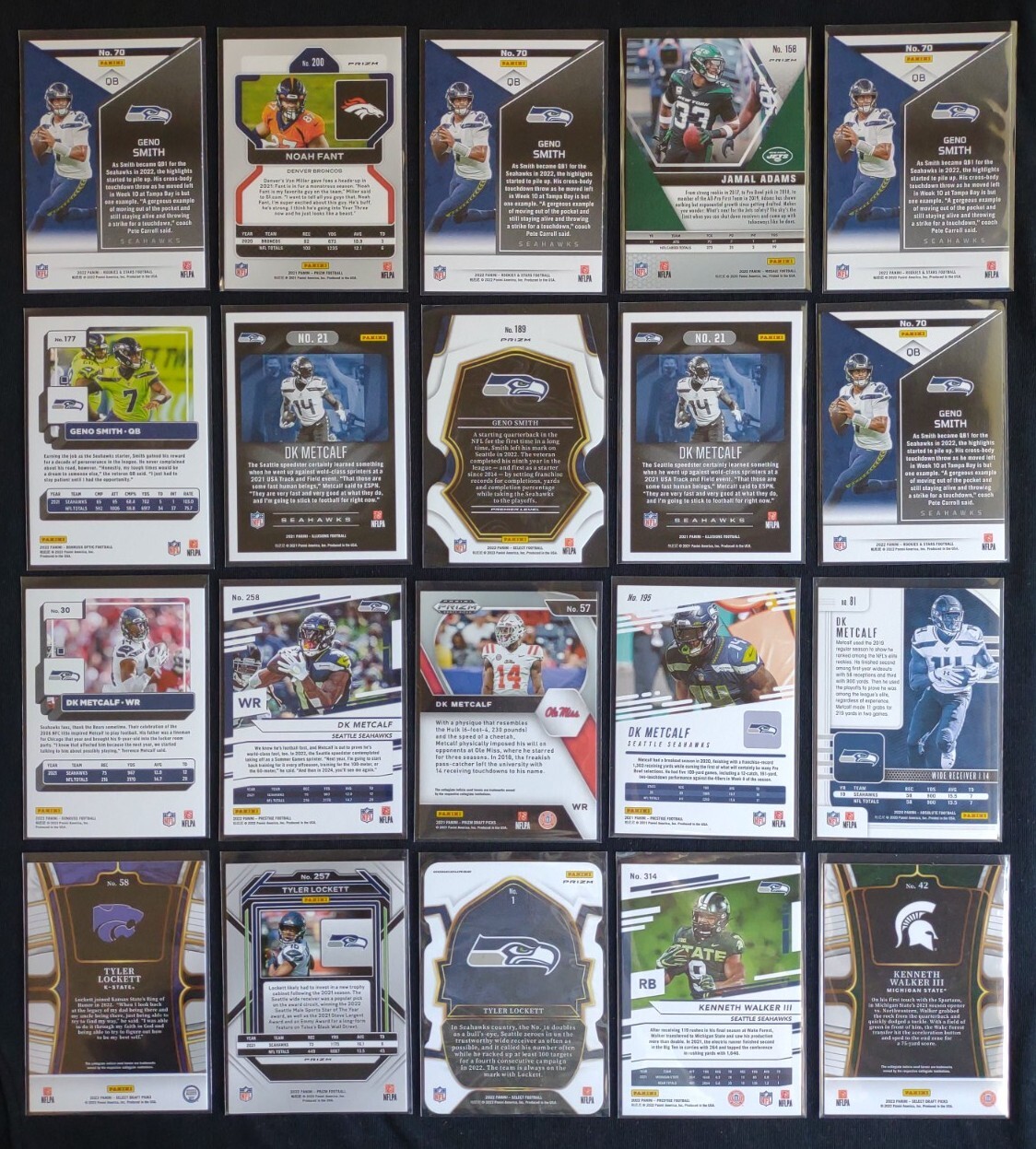 Seattle Seahawks Football Cards Lot of 20 Rookies Prizms Parallels