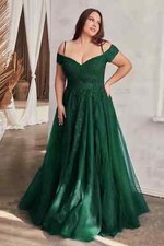 Plus Size Appliques Sequins Princess Evening Gowns Spaghetti Straps Backless