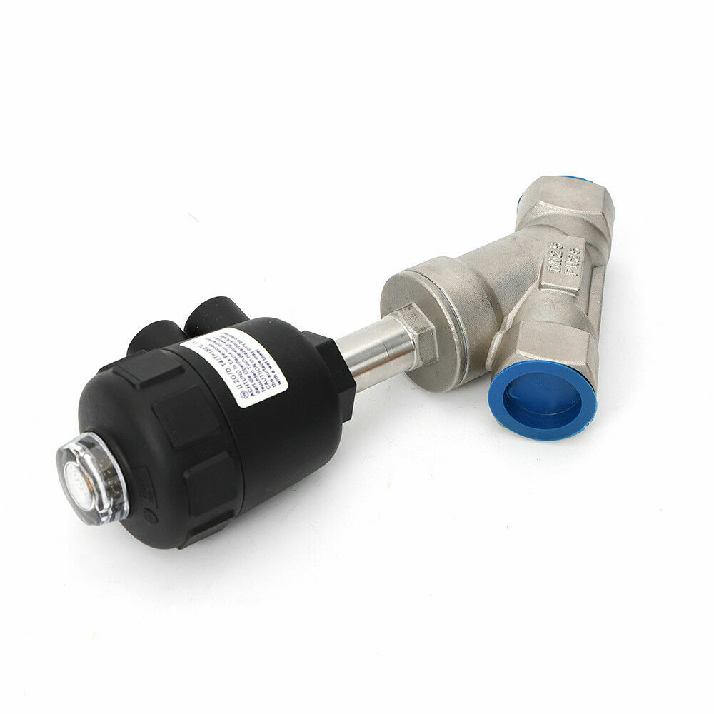 Pneumatic Air Actuated Angle Seat Valve DN25 1" BSP NC Stainless Steel