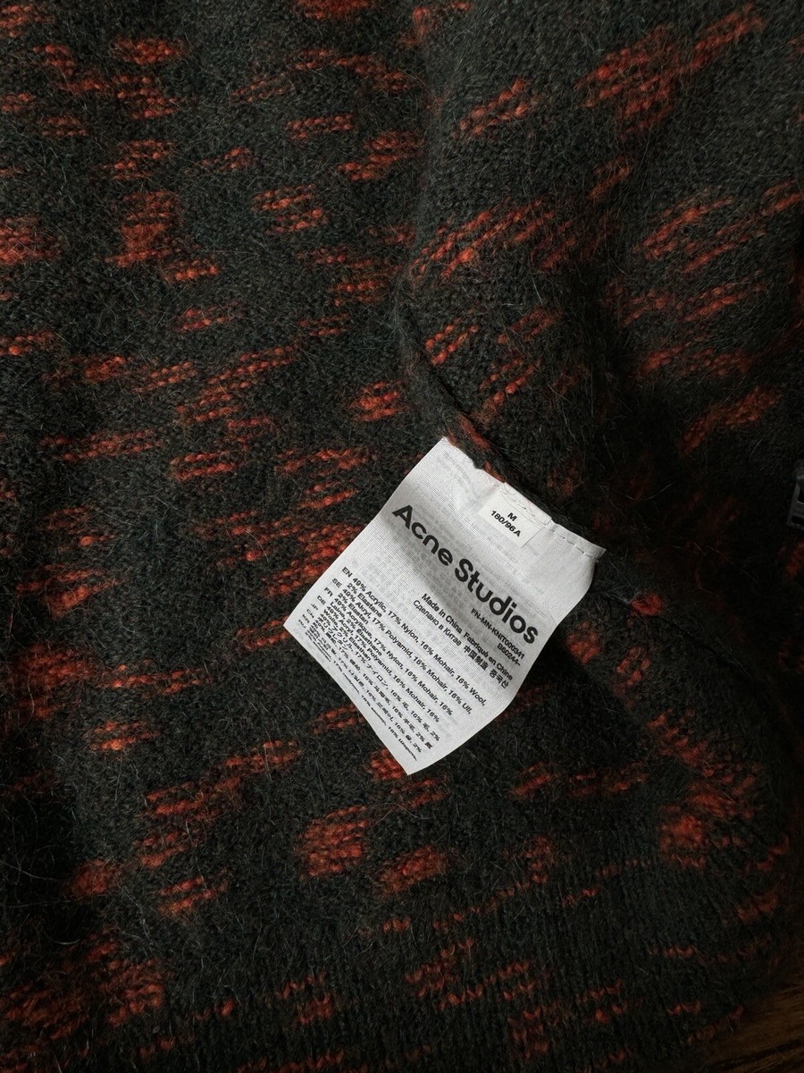 Acne Studios Men's Hairy Zipper Cardigan Green And Orange Acne Studios Men's Hairy Zipper Cardigan Green And Orange