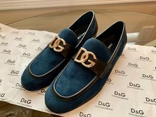 Dolce & Gabbana Men's Blue Suede & Leather Loafers, US 10, Brand New, No Box