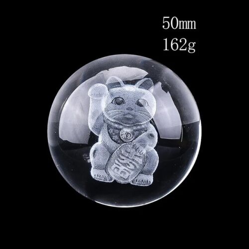 Figurines boule de cristal 50 mm miniature poids papier 3D sphère en verre gravée au laser - Photo 1 sur 17