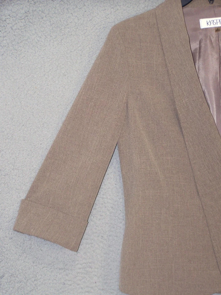 Chaqueta Kasper Mujer 8 Mediana Beige Manga 3/4 Clásica Diseñador Negocios Damas Foto 3 de 4