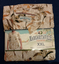 Margaritaville Hawaiian Shirt XXL Tan Bird of Paradise Rayon NWT