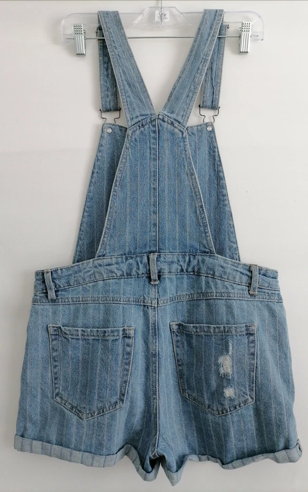 Forever 21 Mujer Azul Denim Mono Pantalones Cortos Desgastados Tallas 29 Puños Foto 4 de 4