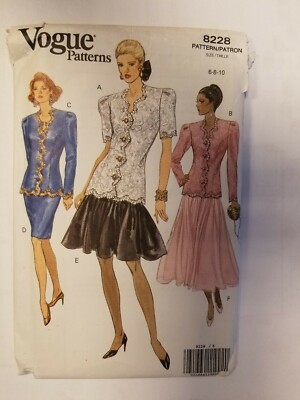 Vogue pattern 8228 size 6 8 10, tops and skirts in multiple variations new uncut