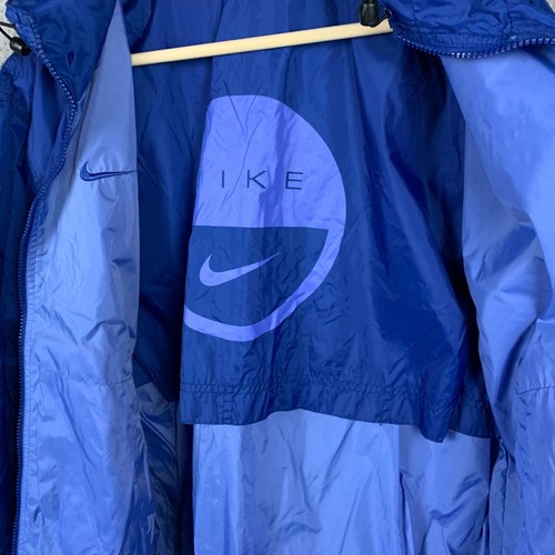 Vtg Y2K Nike Jacket Women Medium Reversible Blue Hooded Windbreaker 2000s - Picture 13 of 19