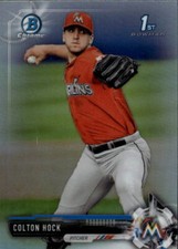 2017 Bowman Draft Colton Hock #BDC-196 Chrome Refractor Miami Marlins 14A