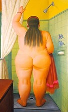 QUADRO STAMPA SU TELA CANVAS - botero - al bagno - arredo classico moderno