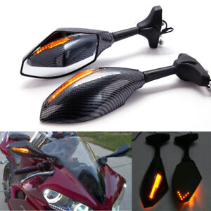 Motorcycle Turn Signal Integrated Racing Sport Mirrors For Yamaha YZF R1 R6 FZ