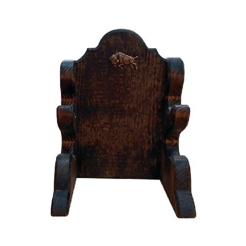 Expositor de soporte de cuchillo de madera rústico de dos lugares con acento de búfalo de latón Foto 4 de 4