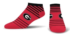 GEORGIA BULLDOGS NCAA MEN'S LARGE (10-13) STRIPED NO SHOW SOCKS FREE SHIPPING
