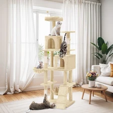 Uforic 75"Cat Tree Tower for Large Cats,Multi Level Play Tower Condo 