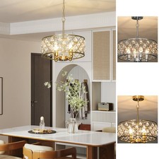 Crystal Chandelier with Adjustable Height, 4-Light Ceiling Light
