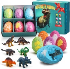 Kids Bath Bombs with Surprise Toy Inside 6 Pack Dinosaur Egg Fizzies Organic Bub