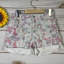 Levis Girls Floral High Rise Denim Shorts Size 10 Purple Pink Daisy K948-W5H