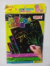   Rainbow Scratch Paper Art Note 16K Magic Black Scratchoff Drawing Pads 5PCS