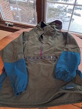 Vintage L.L.Bean Anorak Pullover Jacket Womens Small Colorblock Hooded Aztec
