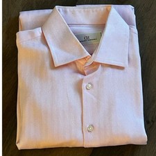 CAROLINA HERRERA Pink Herringbone Men's Long Sleeve Dress Shirt Size 15