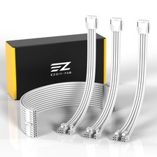 White 30cm PSU Extension Cable Kit, Braided, Combs, 24PIN, 8PIN, 6 2PIN, PC