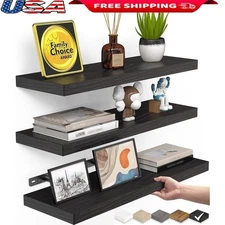 Rustic Wall Mounted Floating Shelves Storage Bathroom Bedroom Kitchen Office New