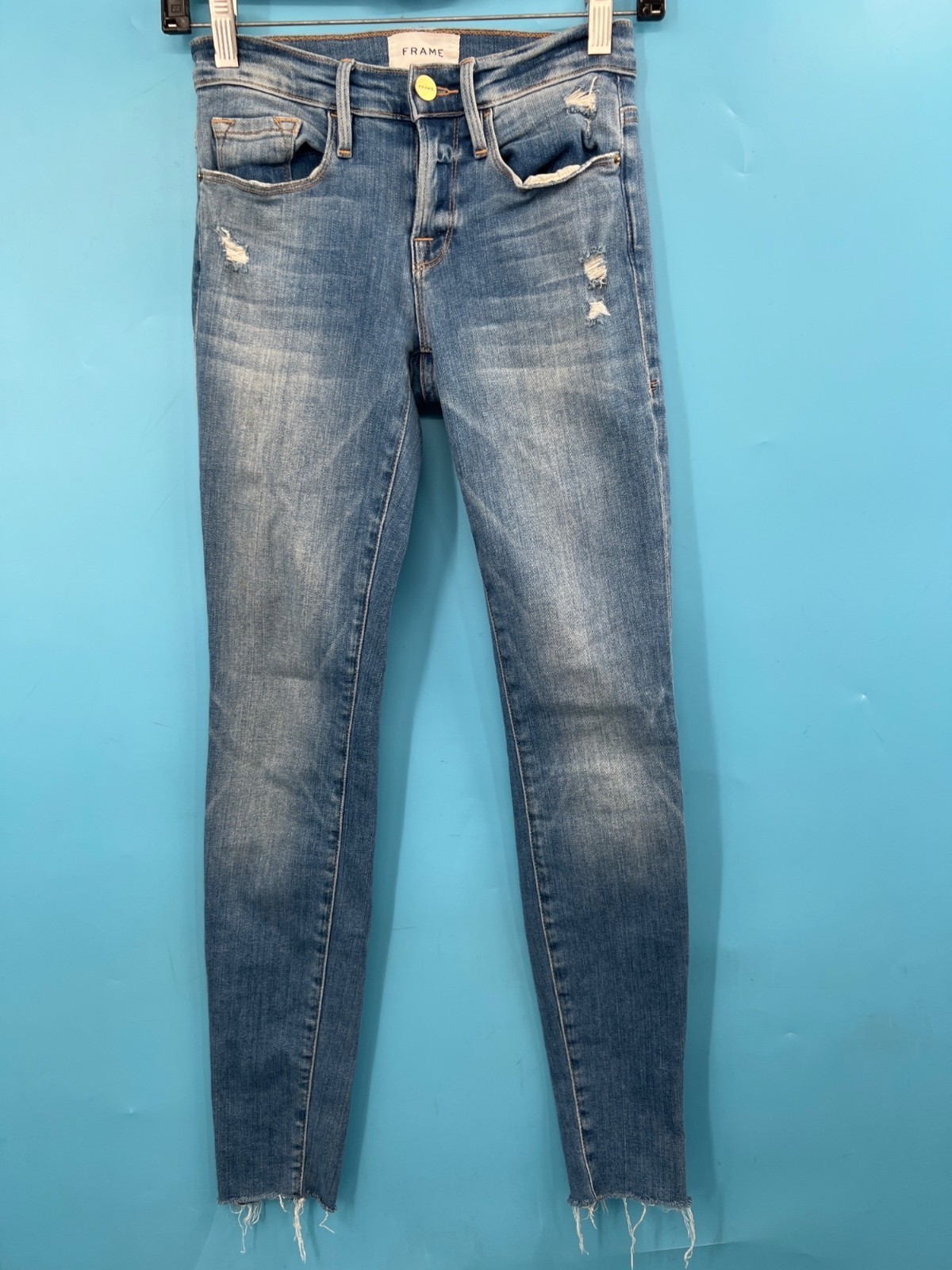 Women's FRAME Le Skinny De Jeanne Crop Blue Jeans Sz 23x28