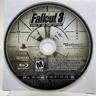 Fallout 3 -- Game of the Year Edition (Sony PlayStation 3, 2009) Disc Only Works