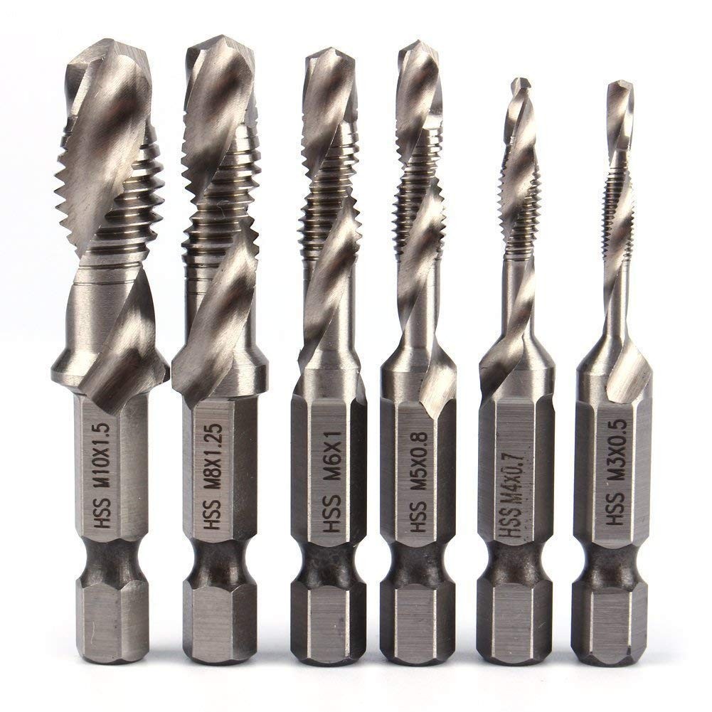 MALAYAS 6 Packs Combination Drill & Taps Bit Set, Screw Tapping Threading Tools