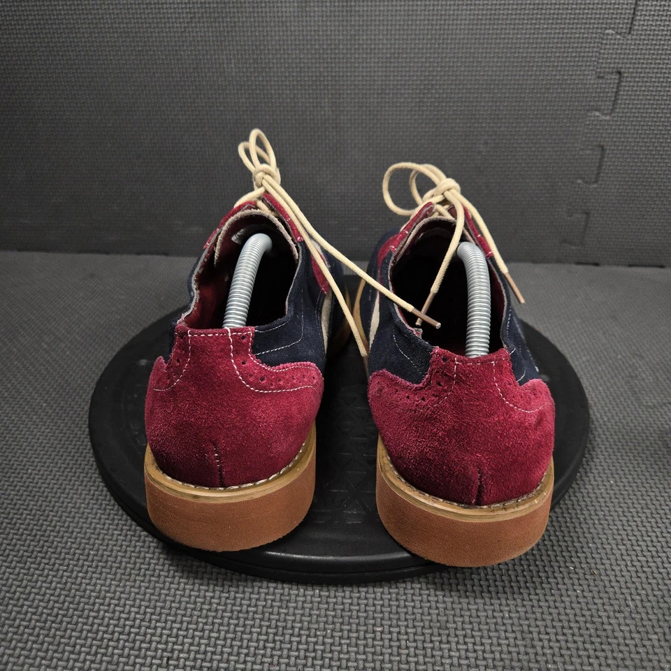 Zapatos Oxford LA Milano Para Hombre Talla 10 Borgoña Azul Marino Beige Gamuza Punta de Ala A1880 Foto 4 de 4