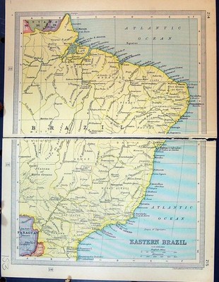 Alter Druck 1931 Dent Karte Ostbrasilien Südamerika Paraguay Pernambuco 20.