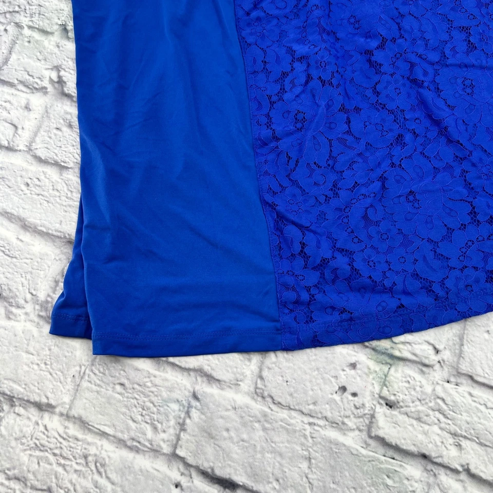 Top sin mangas con panel de encaje azul Susan Graver para mujer talla grande 3X Foto 4 de 4