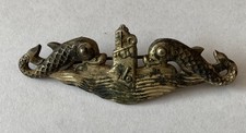 Gemsco NY Sterling Silver Vintage WWII US Navy Submarine Dolphin Badge Pin-PB