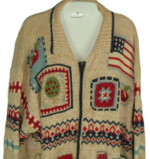 Heirloom Collectibles Sweater 2000 Country Teacher Zip Cardigan Americana L/XL