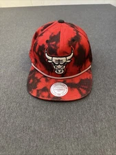Chicago Bulls Rope Hat OSFA Red Mitchell & Ness SnapBack Acid Wash NBA