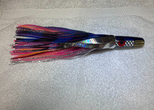 Marlin/Tuna Lure (9" Jet) Blue, Red Eye, Text Paper Blunt Nose