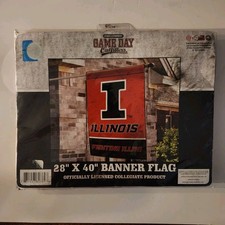 Illinois Fighting Illini 2 Sided Premium House Flag Banner 28" x 40" Jenkin NEW