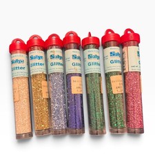 Vintage Lot Of SULYN Glitter with Screw Caps 7 Tubes .7 oz No. 6625 USA Made