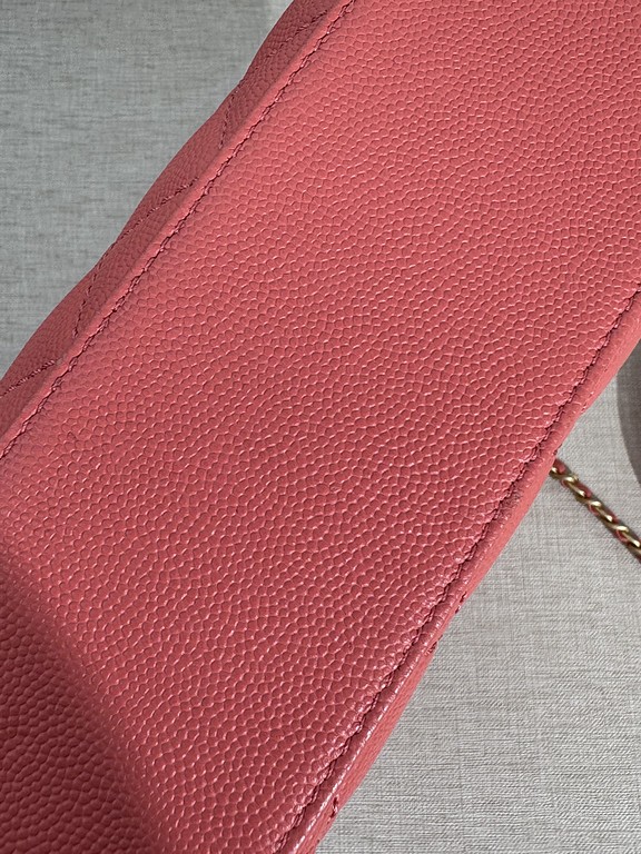 CHANEL Coral Pink Caviar Coco Handle Small GHW image 9