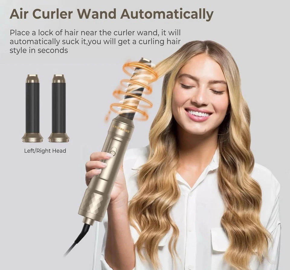 Airbrush 6 in 1 Air Styler Set Hair Dryer Brush with Curl Straighten Ionic Care - Image 3 of 4