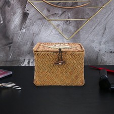 Image of Baskets with Lids Woven Storage Organizer Decorative for Organizing