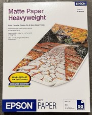 Epson Matte Heavyweight Photo Paper Crafts 8.5" x 11" 50 Sheets Non Glare 9 Mil