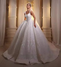 Luxury Ball Gown Wedding Dresses 2026 Sweetheart Straps Beaded Sequins Lace